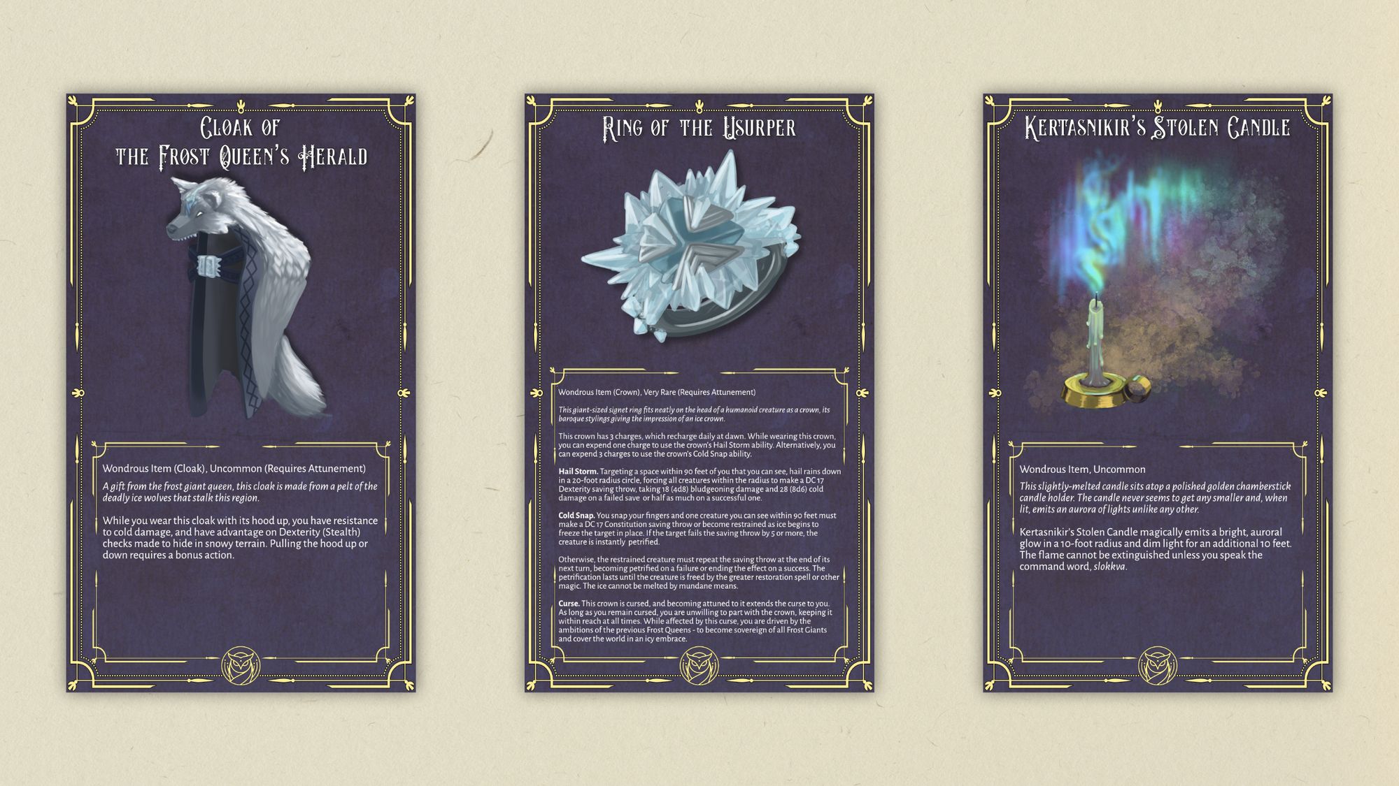 D&D 5e Magic Item Cards by Night Owl Odysseys