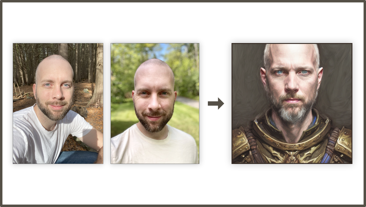Adam Waselnuk turing selfies into a D&D fantasy portrait.